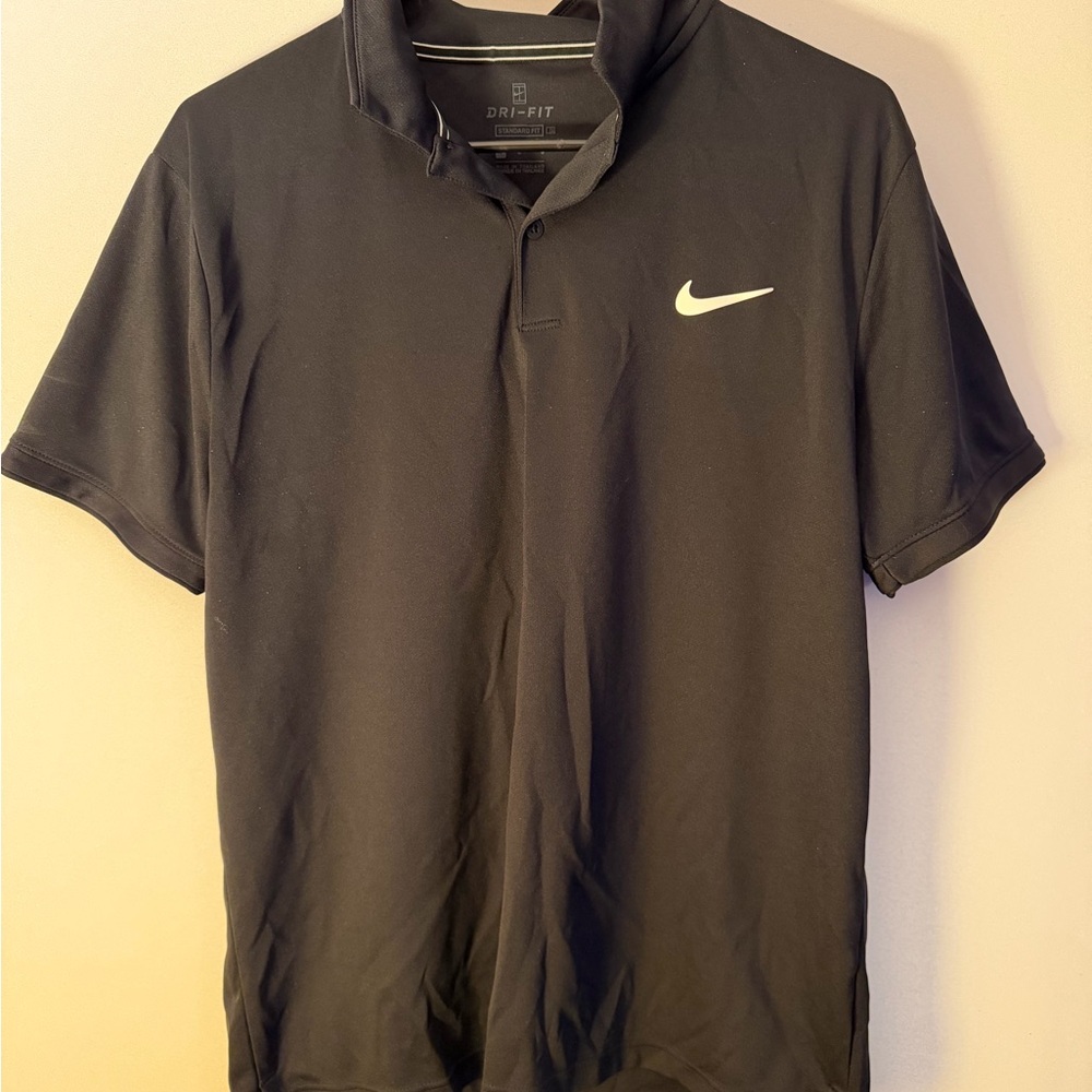 Nike Black Dri-FIT Polo with White Swoosh